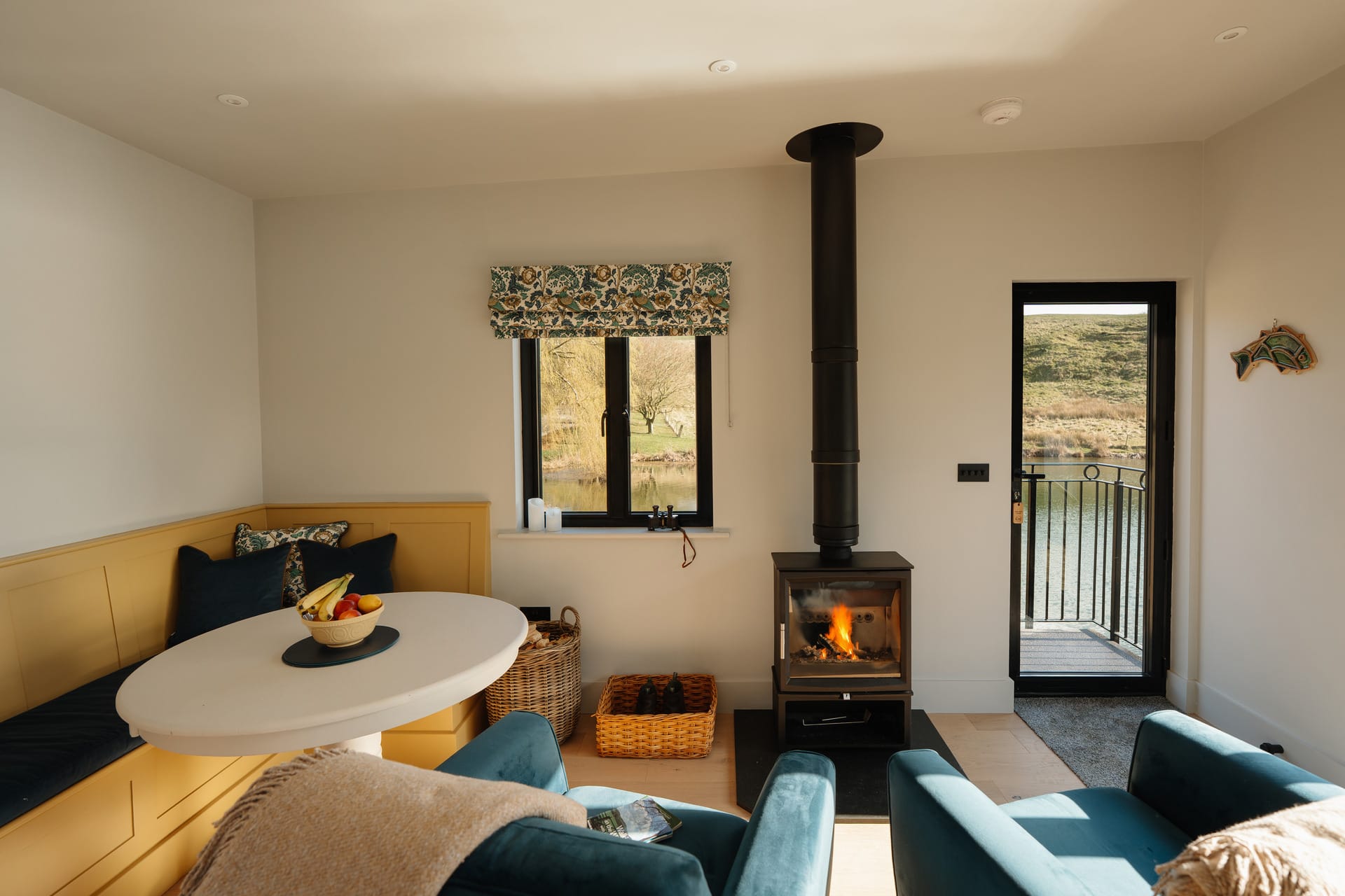The Otby Lake House cozy with log fire