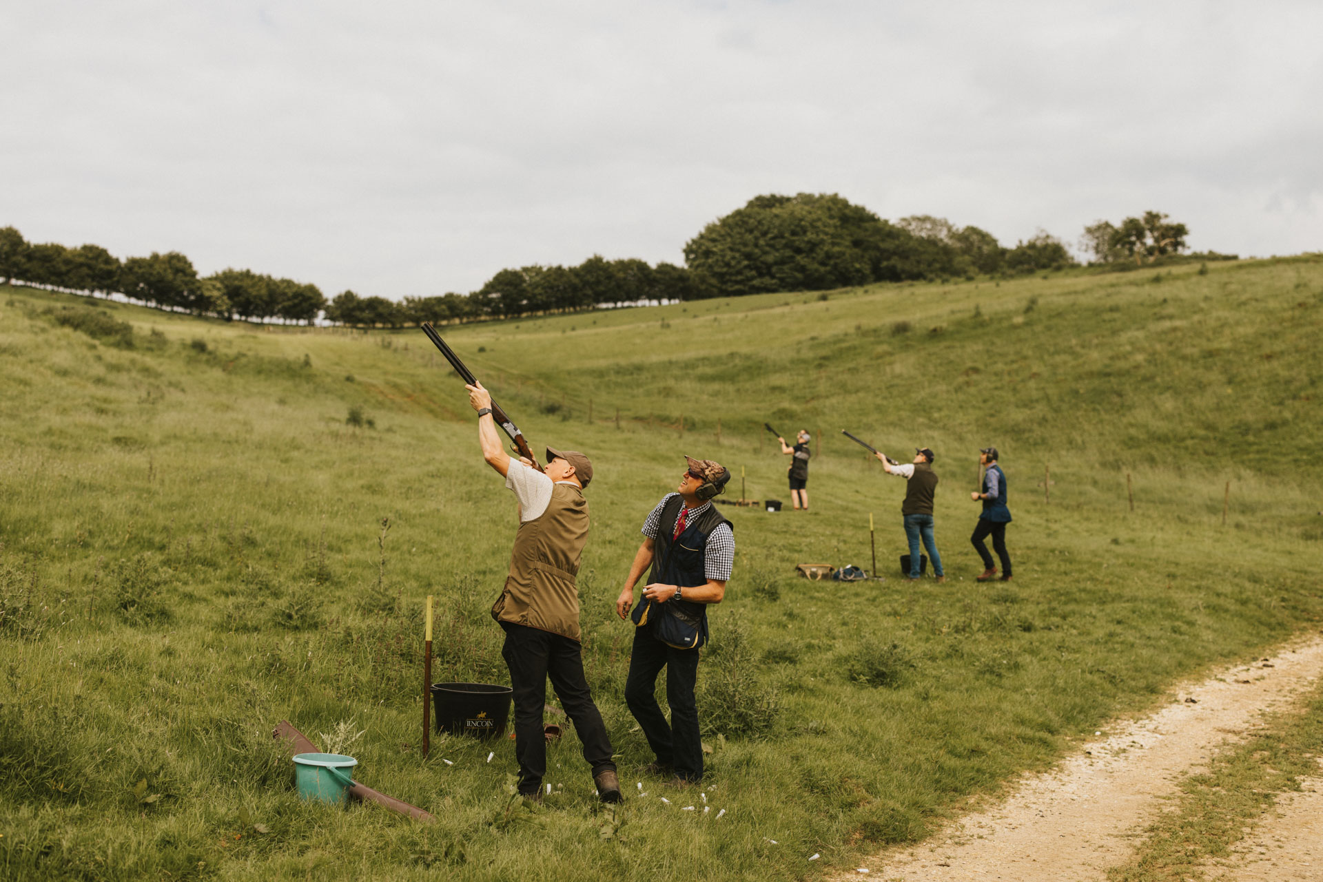 Shoot day going well with multiple groups standing to the left