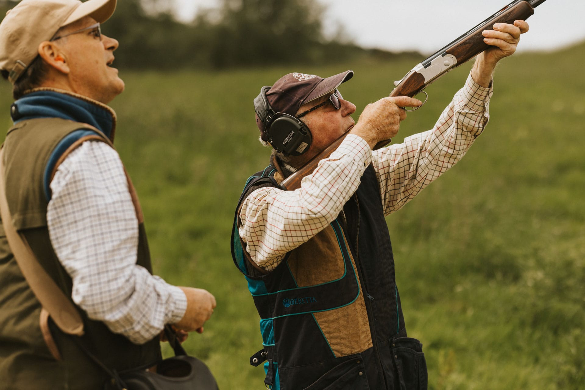 Shooting a clay pigeon out of the sky