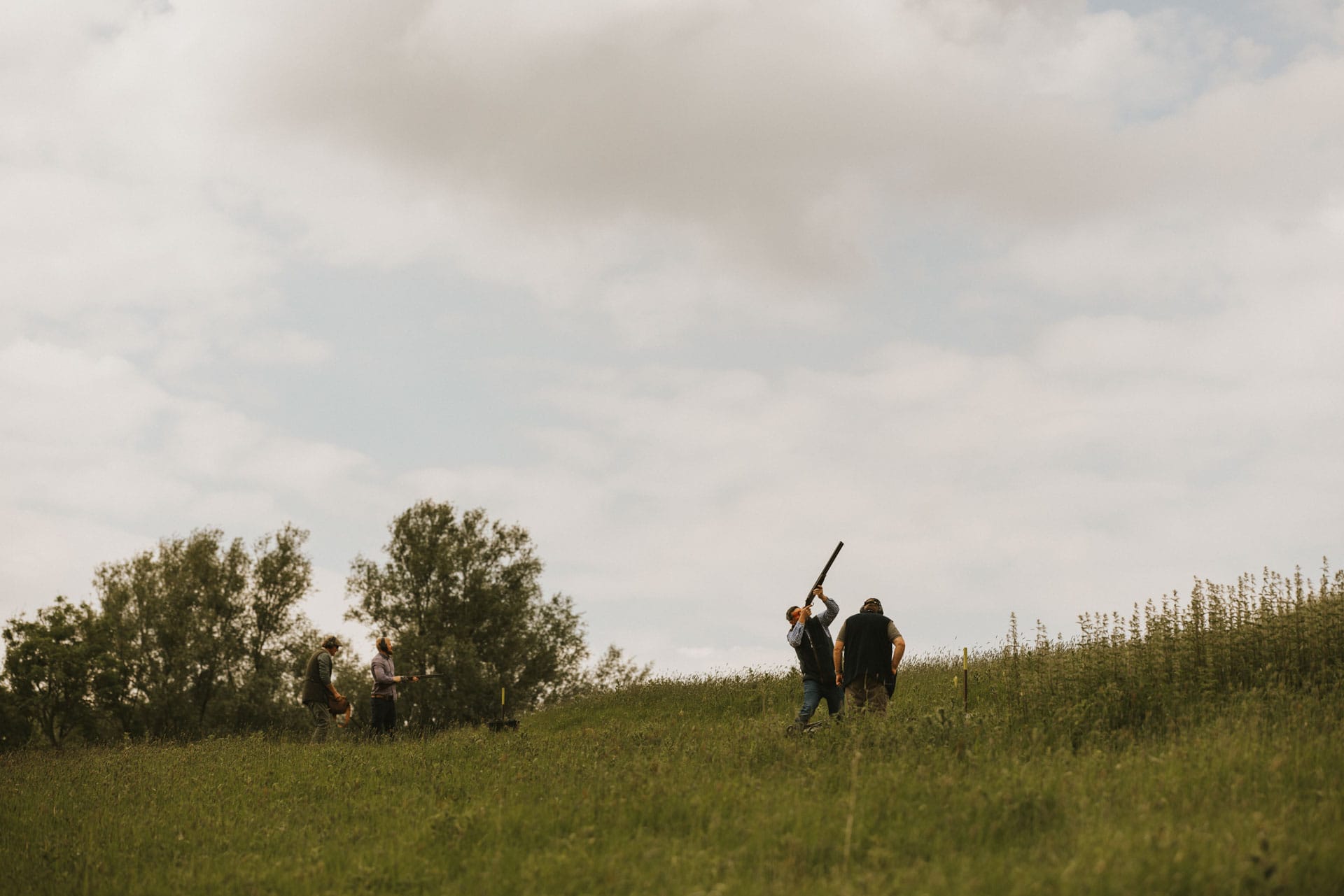 Shooting a clay pigeon out of the sky