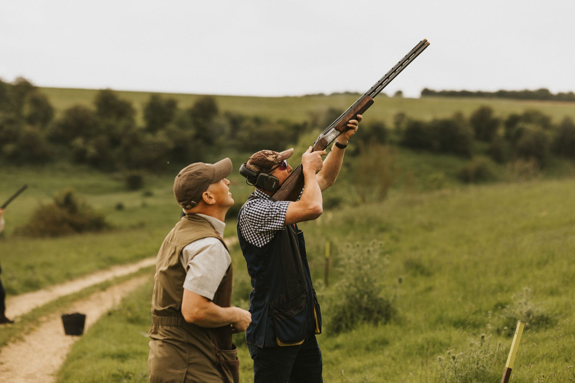 Shooting a clay pigeon out of the sky