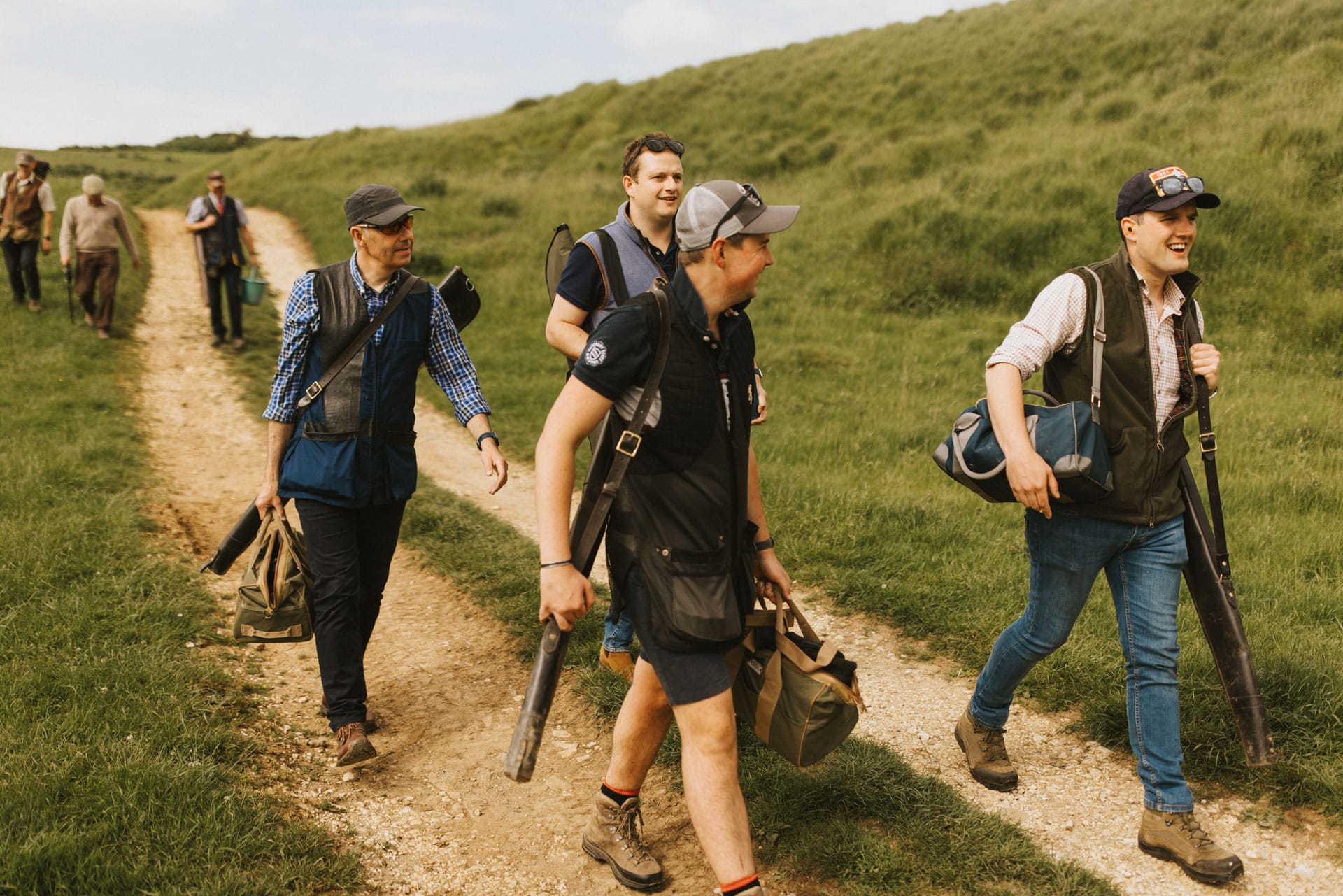 Walking to the shoot location carrying the equipment