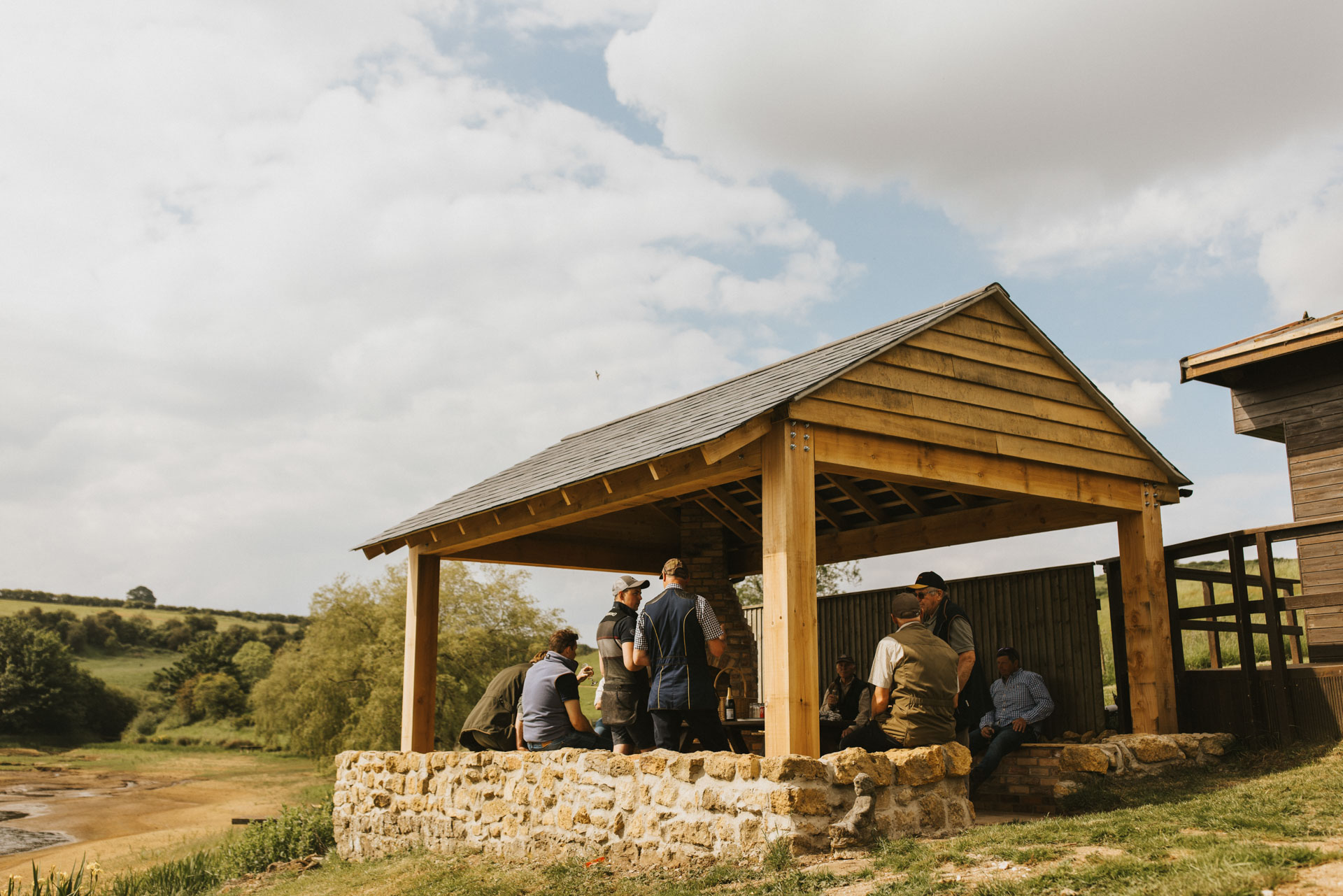 Having a picnic under the BBQ shelter