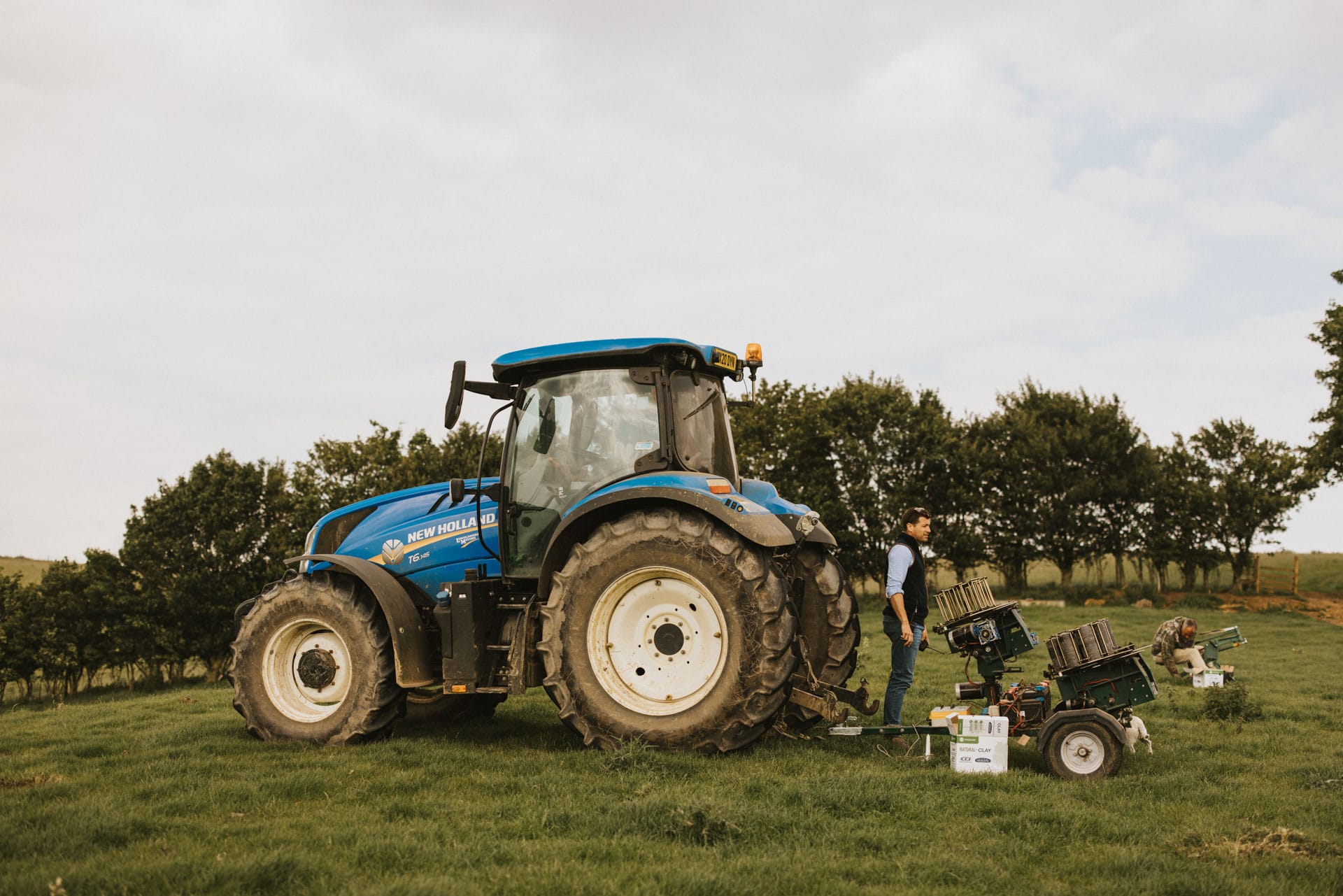 Tractor parked behind the automatic clay trap