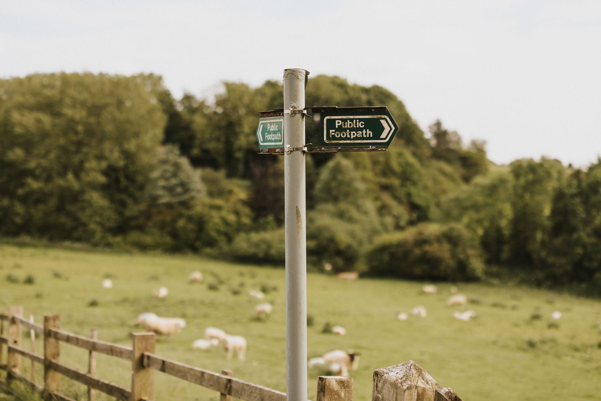 Public footpath sign within the Otby Farm House grounds
